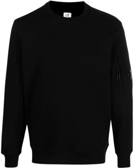 C.P. Company Zwart Diagonaal Verhoogd Fleece Sweatshirt C.p. Company , Black , Heren - Xl,L,S,Xs