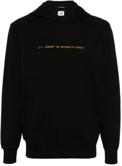 C.P. Company Zwarte Metropolis Sweaters met Logo Print C.p. Company , Black , Heren - Xl,L,M,3Xl
