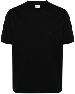 C.P. Company Zwarte T-shirts en Polos van Katoenen Jersey C.p. Company , Black , Heren - 2Xl,Xl,M