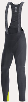 C3 Thermo fietsbroek+ met bretels (lang) - Lange fietsbroeken met bretels Black/Neon Yellow - XL