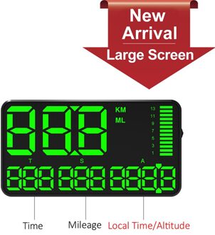 C90Large Fonts 5.3 "Gps Snelheidsmeter Digitale Auto Snelheid Display Snelheidsoverschrijding Alarm Systeem Universele Voor Fiets Motorfiets Vrachtwagen Auto