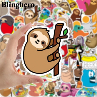 CA1437 50pcs/set Cute Sloth Animal Laptop Stickers Funny Cartoon Waterproof Stickers for Kids DIY Bike Guitar Fridge Toy Sticker