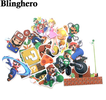 CA661 29pcs/set Anime Game Mario Cartoon Stickers Waterproof Suitcase Diy Laptop Guitar Skateboard Toys Lovely Stickers