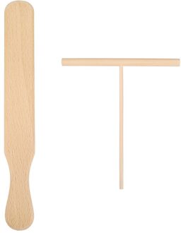 Cabilock 2Pcs Beukenhout Crêpe Spatel Strooier Kit Professionele Tortilla Pannenkoek Maken Tool Set