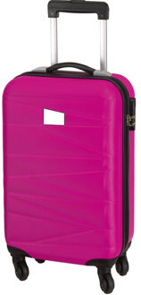 Cabine handbagage reis trolley koffer - met zwenkwielen - 55 x 35 x 20 cm - fuchsia roze