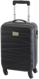 Cabine handbagage reis trolley koffer - met zwenkwielen - 55 x 35 x 20 cm - zwart