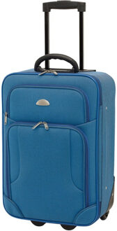 Cabine handbagage reis trolley koffer - skate wielen - 55 x 35 x 20 cm - blauw - Handbagage koffers