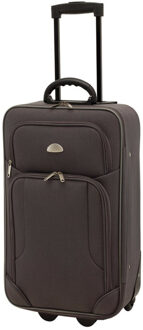 Cabine handbagage reis trolley koffer - skate wielen - 55 x 35 x 20 cm - donkergrijs - Handbagage koffers