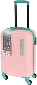 Cabine handbagage reis trolley koffer - zwenkwielen - 34 x 22 x 52 cm - 30 liter - roze/mint - Handbagage koffers