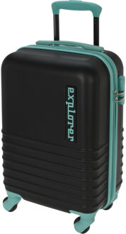 Cabine handbagage reis trolley koffer - zwenkwielen - 34 x 22 x 52 cm - 30 liter - zwart/mint