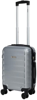 Cabine handbagage reis trolley koffer - zwenkwielen - 52 x 34 x 20 cm - 45 liter - zilver - Handbagage koffers Zilverkleurig