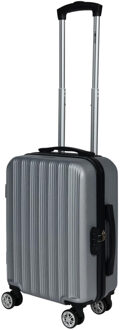 Cabine handbagage reis trolley koffer - zwenkwielen - 52 x 34 x 20 cm - 45 liter - zilver