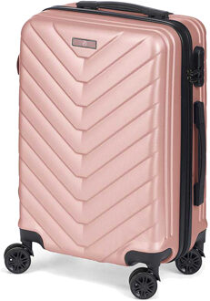 Cabine handbagage reis trolley koffer - zwenkwielen - 57 x 38 x 23 cm - 48 liter - roze - Handbagage koffers