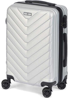 Cabine handbagage reis trolley koffer - zwenkwielen - 57 x 38 x 23 cm - 48 liter - zilvergrijs - Handbagage koffers Zilverkleurig