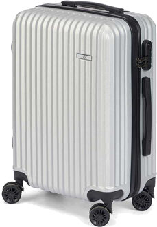 Cabine handbagage reis trolley koffer - zwenkwielen - 57 x 38 x 23 cm - 48 liter - zilvergrijs - Handbagage koffers Zilverkleurig