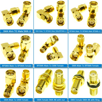 Cable Connector Socket Type L SMA Male Female Jack To SMA RP SMA Male Female Plug 90 Degree Right Angle Gold Brass RF Adapter