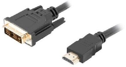 Cable hdmi a dvi-d(18+1) lanberg ca-hddv-10cc-0005-bk - conectores macho/macho chapados en oro - resolución 1920*1200 - 0.5m