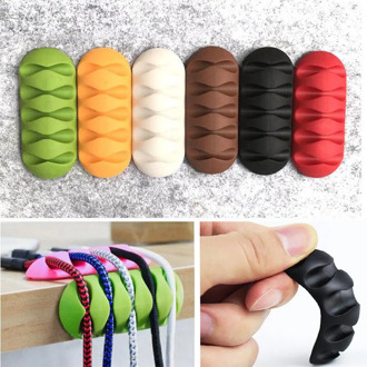 Cable Holder Protector Management Organizer Finishing Desktop Plug Long strip Silicone Wire Retention Clips Power Cord Winder