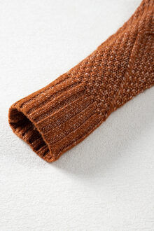 Cable Knit Diamantpatroon Trui Jurk - maat M Bruin