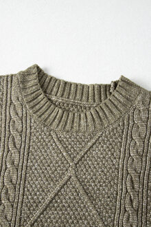 Cable Knit Diamantpatroon Trui Jurk - maat S Grijs