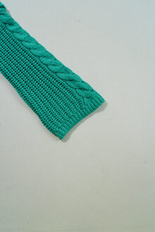 Cable Knit Trui - maat S Groenblauw