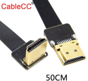 Cablecc Fpv Hdmi Type A Male Naar Down Schuine 90 Graden Hdmi Male Hdtv Fpc Platte Kabel 50Cm Voor multicopter Luchtfotografie