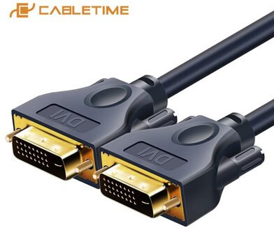 CABLETIME DVI Kabel DVI naar DVI Kabel 24 + 1 Pin High Speed Pro DVI Adapter Male Vergulde 1080P voor Projector LCD HDTV C118 1.8m