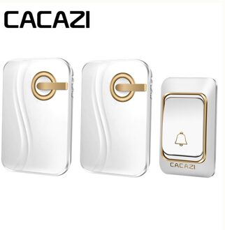 Cacazi Draadloze Deurbel Waterdichte Dc Batterij Knop Bediend 200M Remote 1 Knop 2 Ontvanger Thuis Draadloze Deurbel Chimes