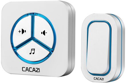 Cacazi IP44 Waterdichte Draadloze Deurbel 280M Afstandsbediening Us/Eu/Uk Plug-In 48 Ringtones 6 Volume thuis Deurbel Led Ring Deurbel wit / VS