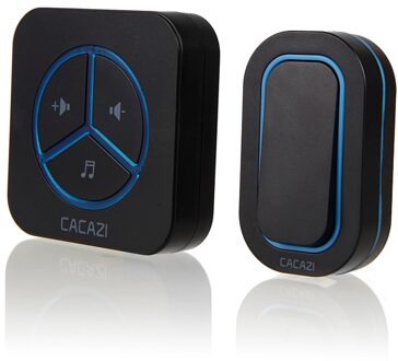 Cacazi IP44 Waterdichte Draadloze Deurbel 280M Afstandsbediening Us/Eu/Uk Plug-In 48 Ringtones 6 Volume thuis Deurbel Led Ring Deurbel zwart / EU