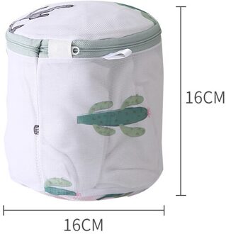 Cactus Afdrukken Ritssluiting Waszakken Huishoudelijke Sokken Ondergoed Beha Waszak Polyester Mesh Wasmanden Bra 16-16cm