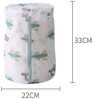 Cactus Afdrukken Ritssluiting Waszakken Huishoudelijke Sokken Ondergoed Beha Waszak Polyester Mesh Wasmanden Cylinder 22-33cm