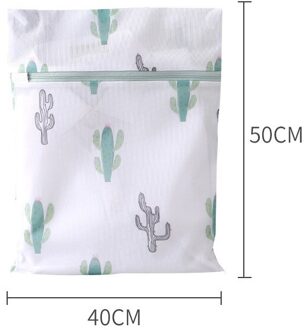 Cactus Afdrukken Ritssluiting Waszakken Huishoudelijke Sokken Ondergoed Beha Waszak Polyester Mesh Wasmanden M 40-50cm