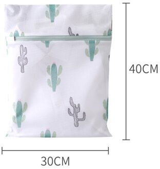 Cactus Afdrukken Ritssluiting Waszakken Huishoudelijke Sokken Ondergoed Beha Waszak Polyester Mesh Wasmanden S 30-40cm