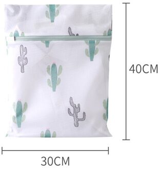 Cactus Afdrukken Ritssluiting Waszakken Huishoudelijke Sokken Ondergoed Beha Waszak Polyester Mesh Wasmanden S 30-40cm