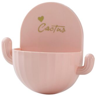 Cactus Afvoer Zeepkist Wc Badkamer Punch-Gratis Cartoon Zeephouder Zeepkist Afvoer Zuignap Muur Gemonteerde zeepbakje Rack roze