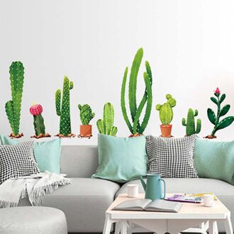 Cactus Bonsai Potplanten Decoratieve Muurstickers voor Kinderkamer Home Decor Keuken Woonkamer Raam Decor Decal 1 PC