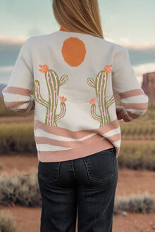 Cactus Print Gevormde Cardigan - maat L Wit