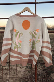 Cactusprint Cardigan - maat 2XL Ivoor