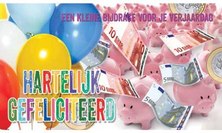 Cadeau-envelop geld/ballonnen pak a 10 multi