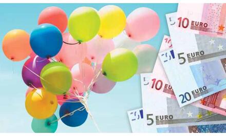 Cadeau-envelop kids/ballonnen pak a 10 multi