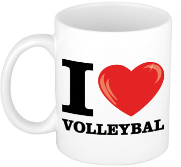 Cadeau I love volleybal kado koffiemok / beker voor volleybal liefhebber 300 ml - feest mokken Multikleur