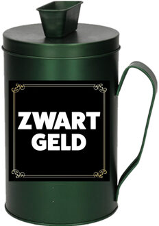 Cadeau/kado zwart geld collectebus groen 18 cm - Cadeauverpakking voor ondernemer/bijklusser/beunhaas - Zwartgeld spaarpot van metaal