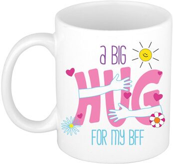 Cadeau koffie/thee mok voor BFF - wit - big hug - keramiek