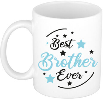 Cadeau koffie/thee mok voor broer - blauw - de beste - 300 ml - feest mokken