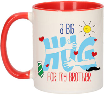 Cadeau koffie/thee mok voor broer - rood - 300 ml