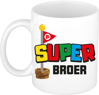 Cadeau koffie/thee mok voor broer - wit - super Broer - 300 ml