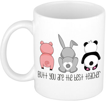 Cadeau koffie/thee mok voor leraar - wit - beste leraar - keramiek - 300 ml