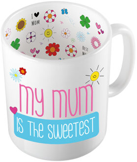 Cadeau koffie/thee mok voor mama - blauw - mama is de liefste - Moederdag - feest mokken