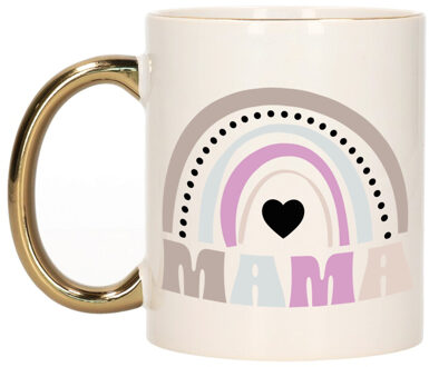 Cadeau koffie/thee mok voor mama - gouden oor - lila regenboog - Moederdag